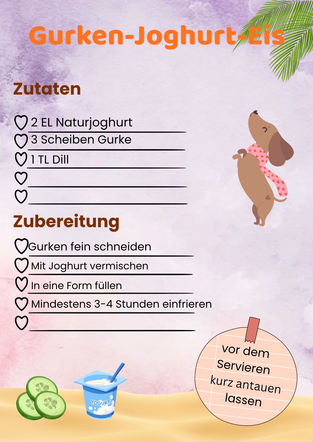 Hunde Eis Rezept Planer - Printable PDF für Hunde